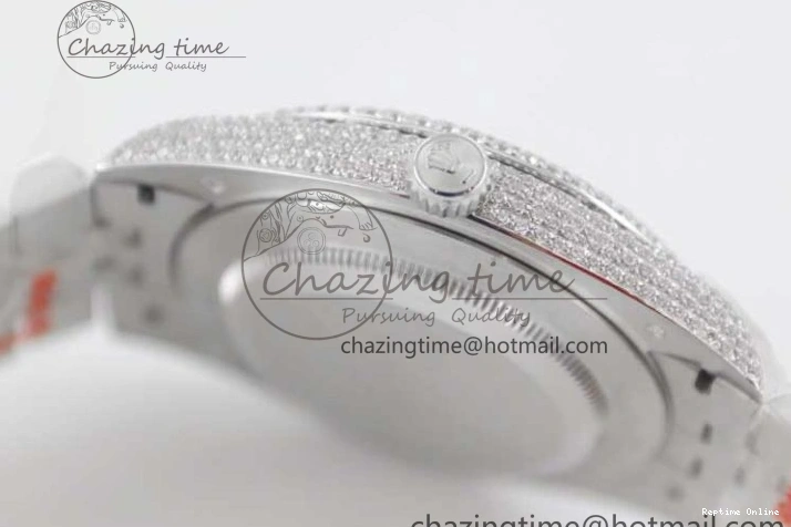 0224 Refined Datejust 41 SS Full Diamonds TWF 1:1 Best Edition Gray Roman Markers Dial on Jubilee Bracelet A 2389